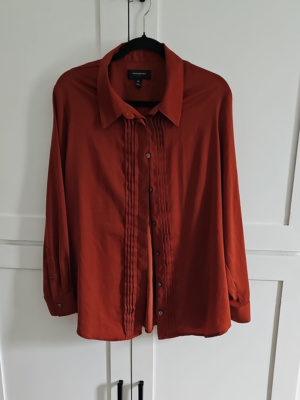 Banana Republic Factory  Women's Rust-Red Pintuck Button-Up Shirt